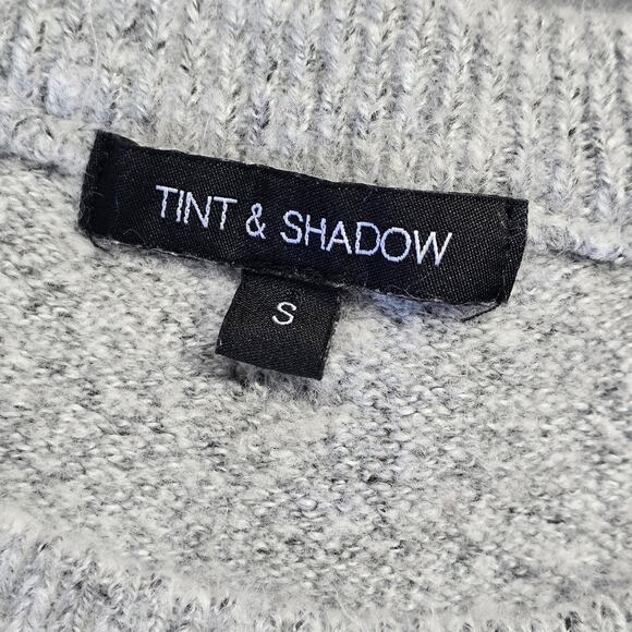 Tint Shadow Gray Sweater Stretch Soft Subtle Polka Dot Long Sleeves Women Size S - Picture 4 of 8